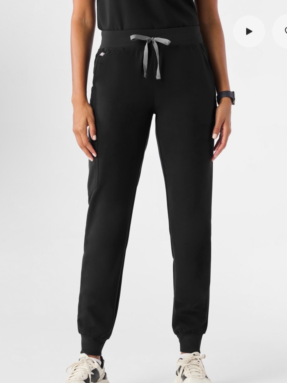 Figs Black Jogger Pants with Gray Drawstring